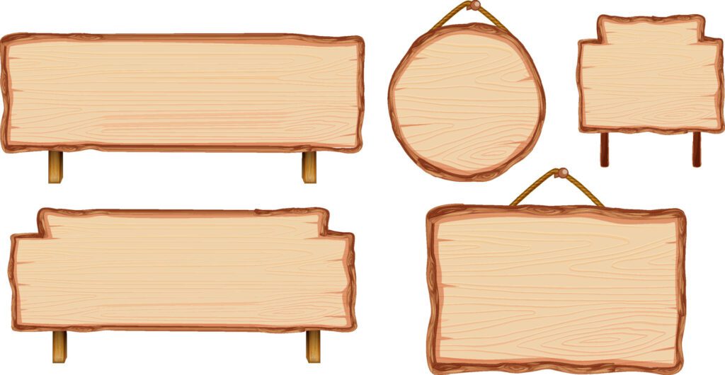 Set of different wooden sign boards Free Vector