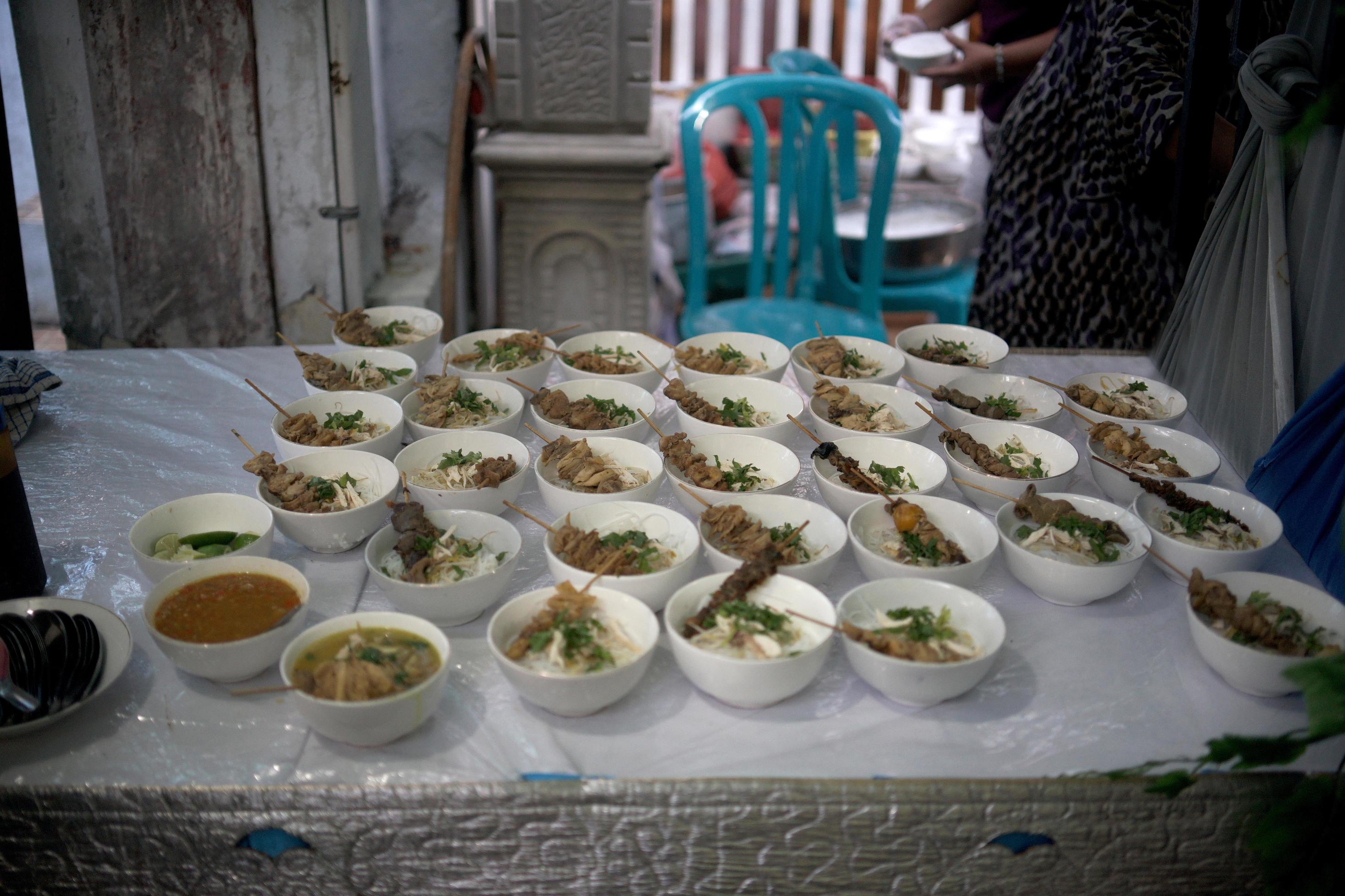 Catering Foods in Bowls for a Traditional Wedding Ceremony in Indonesia Stock Free