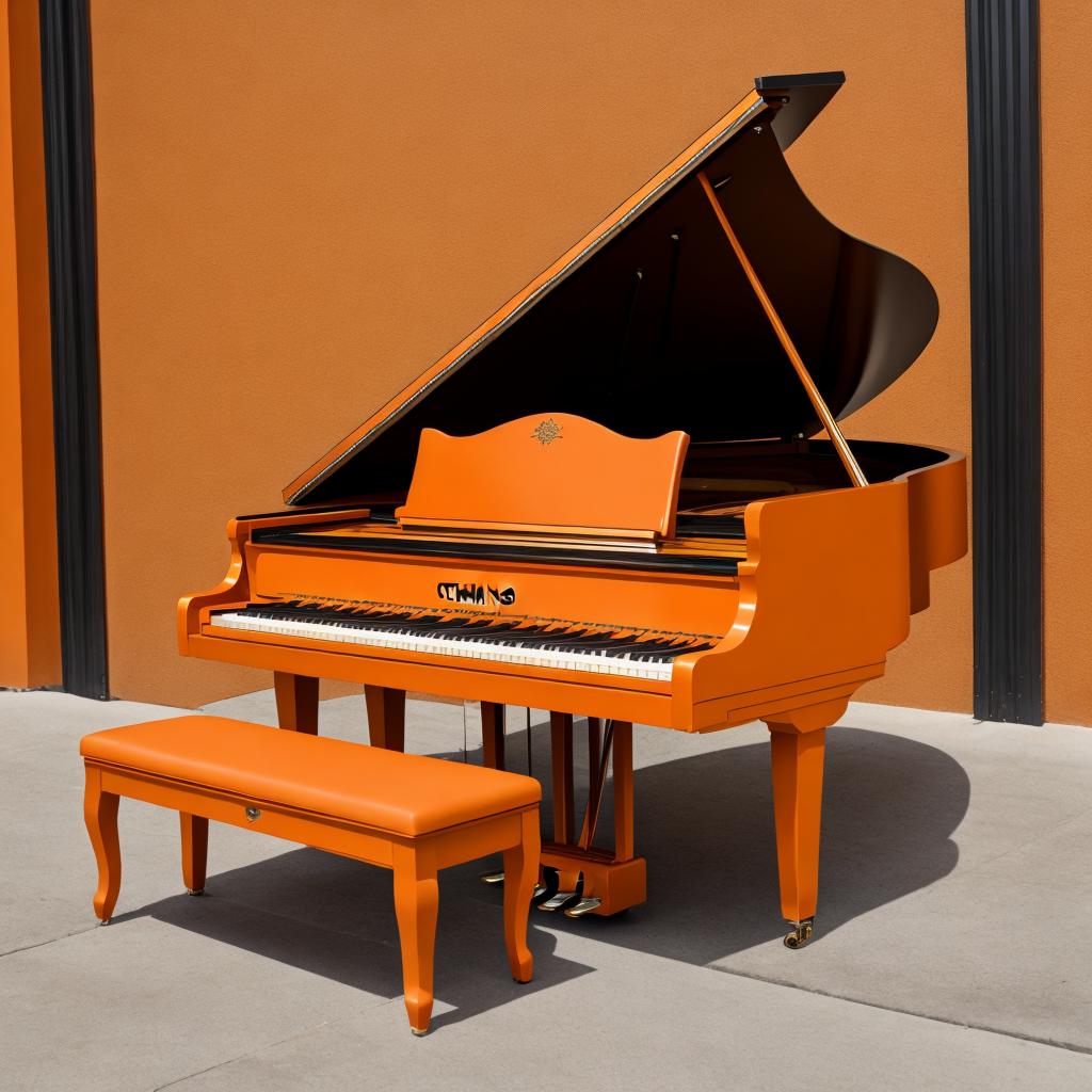 Orange color grand piano by @ai_generated