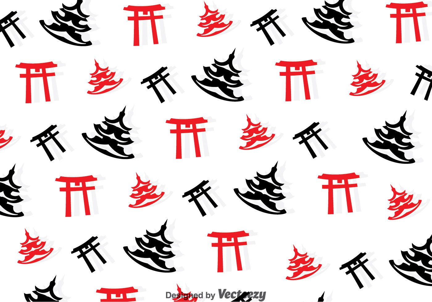 Toruu Gate And Temple Seamless Pattern Free Vector and Free SVG