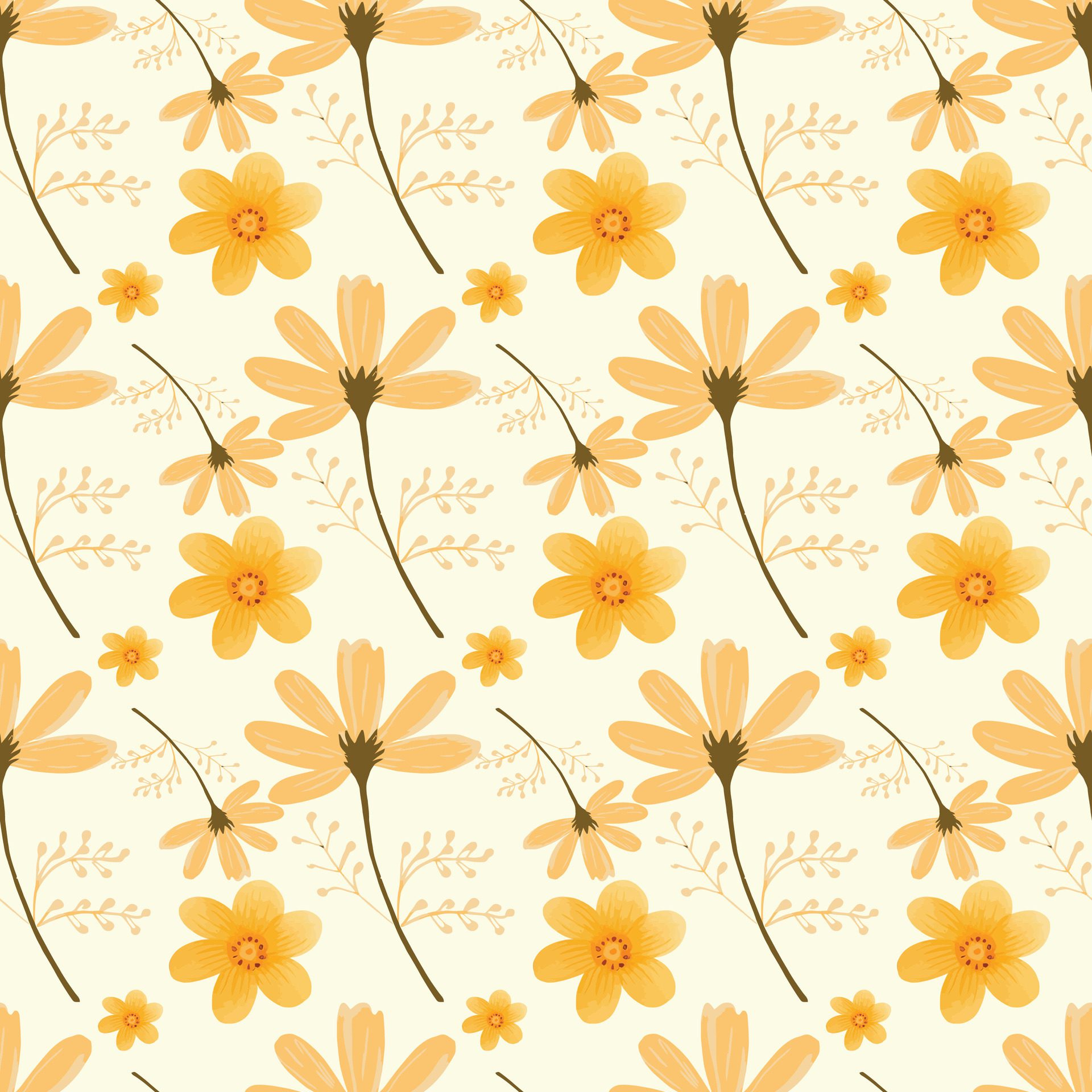 Sunny Fresh Meadow Seamless Pattern Design Free Vector