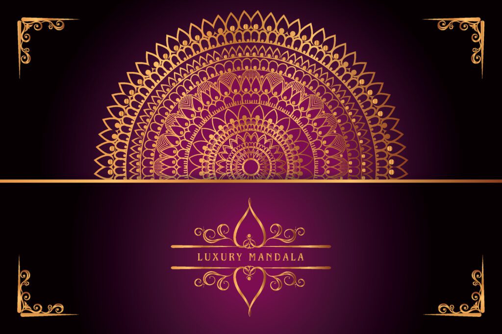 golden mandala design with gradients background Free Vector