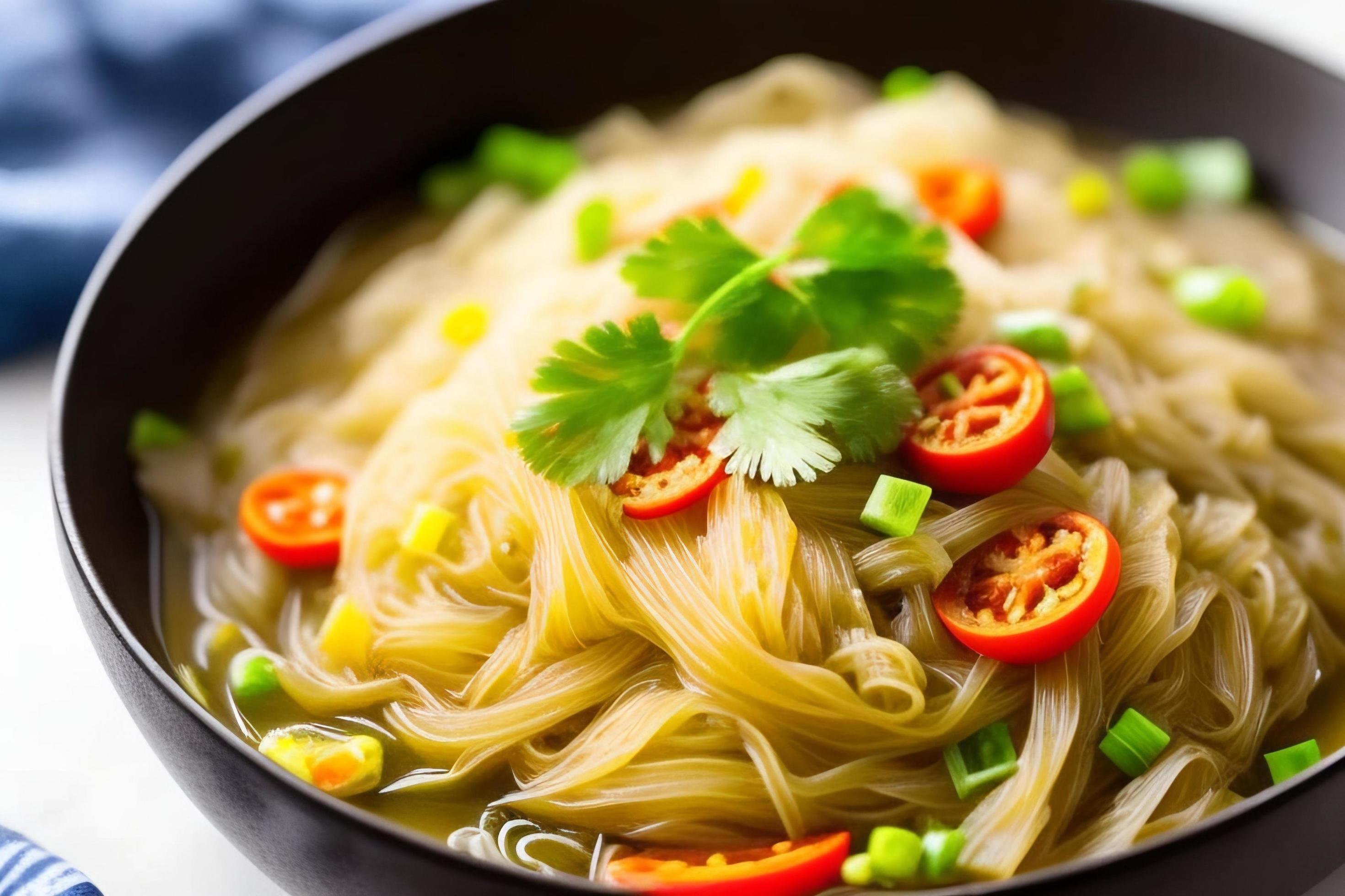 Delicious noodles. Fast food meal with appetizing pasta and chopsticks. Stock Free