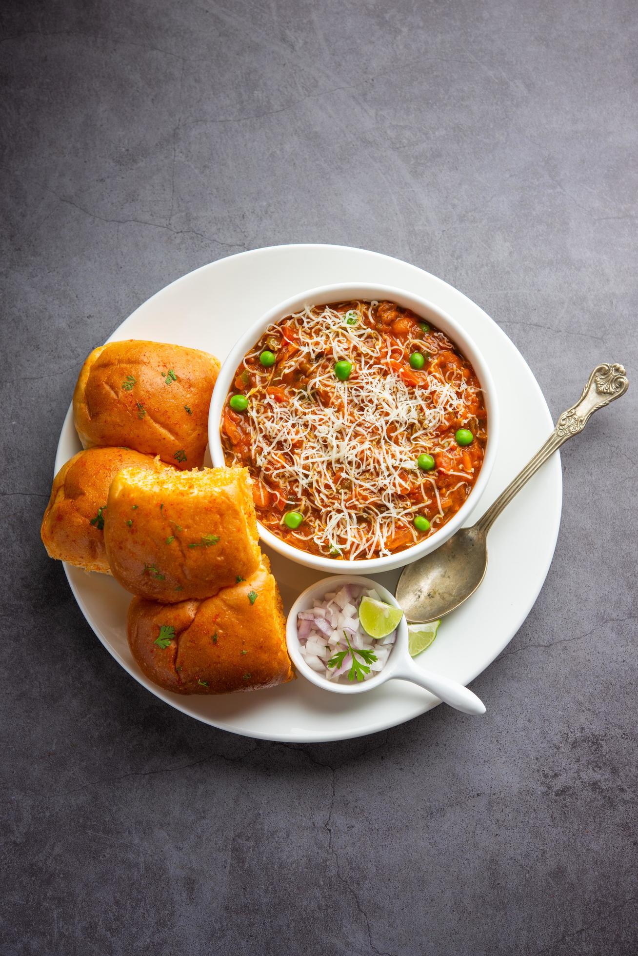 cheese Pav Bhaji Recipe is a street food Bhaji-pav recipe with addition of cheese Stock Free