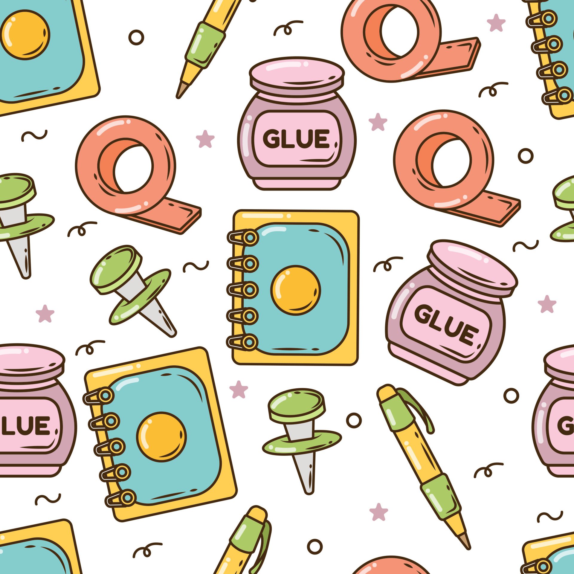 Hand drawn cartoon school items doodle seamless pattern design Free Vector