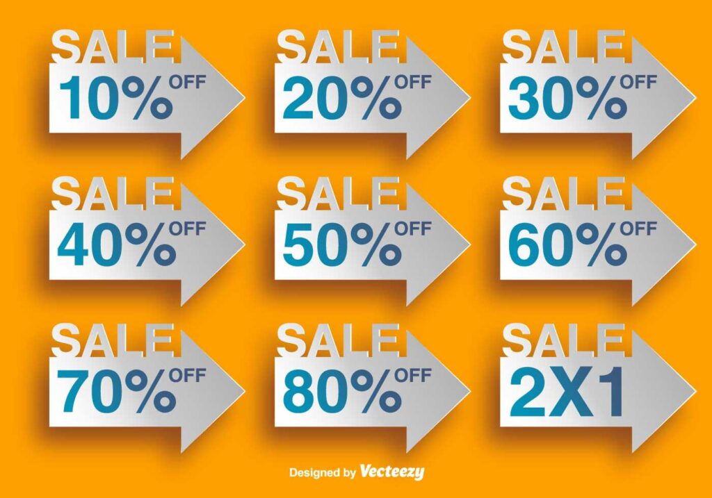 Arrow Shaped Labels With Discounts – Vector Elements Stock Free and Free SVG