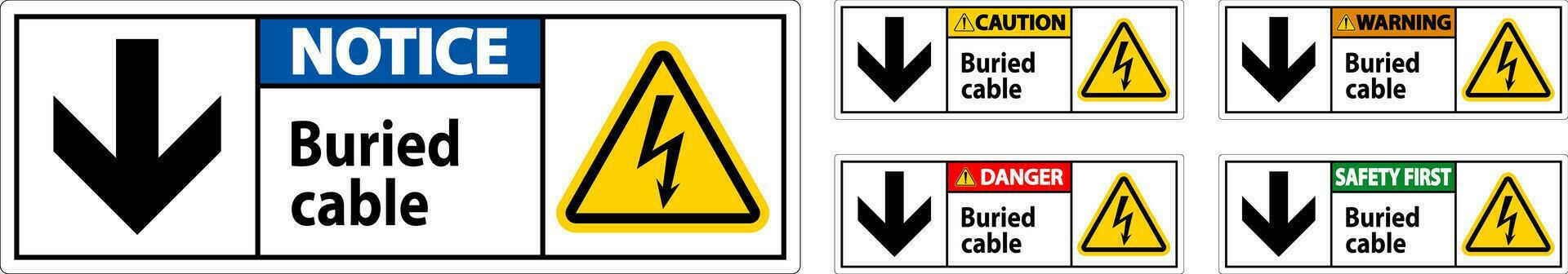 Danger Sign Buried Cable With Down Arrow and Electric Shock Symbol Stock Free