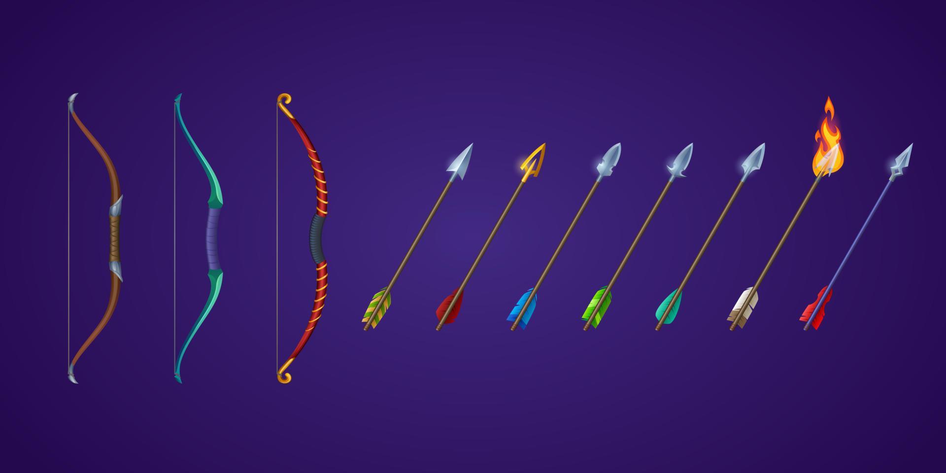 Set bows and arrows for rpg game shop, crossbows Stock Free