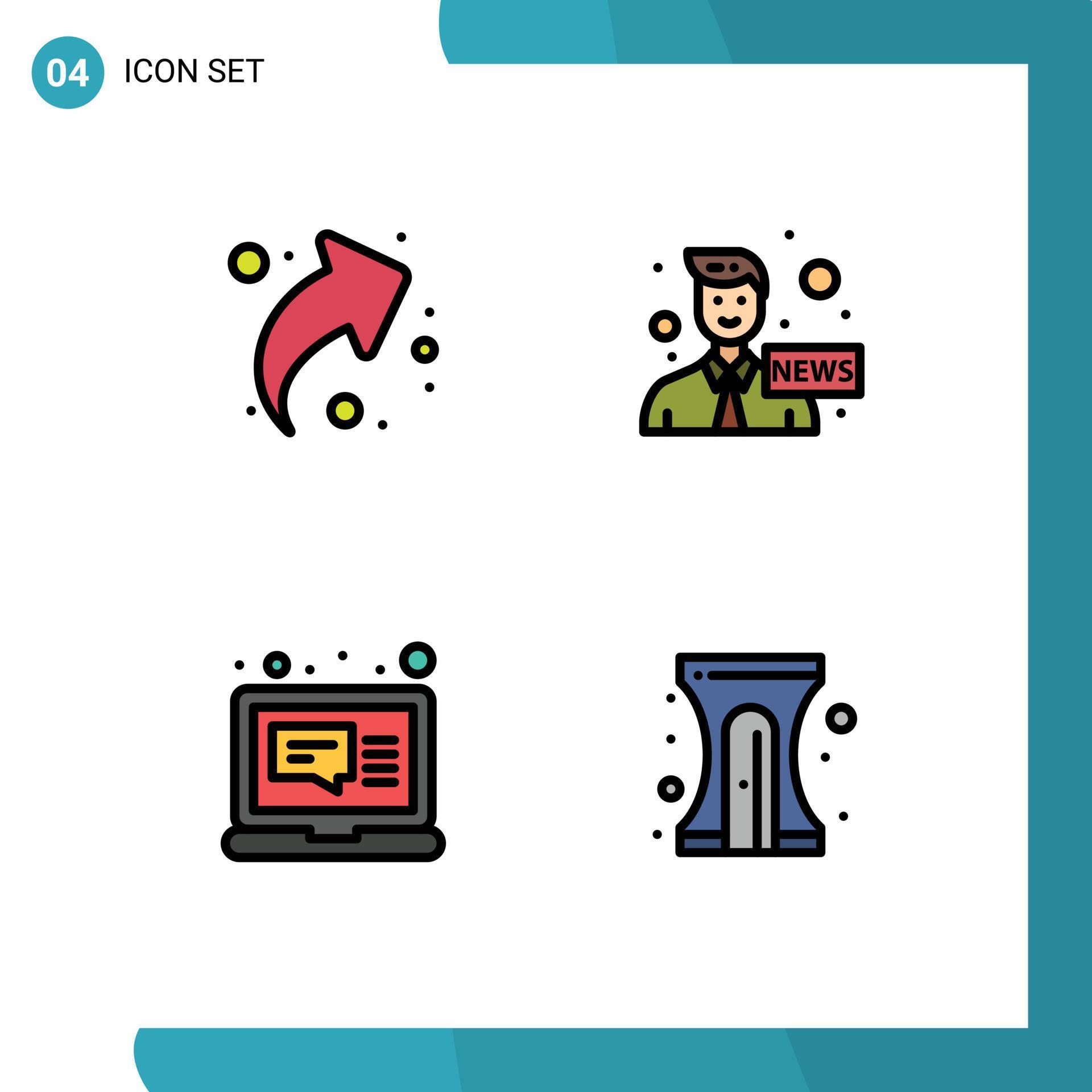 4 Creative Icons Modern Signs and Symbols of arrow computer right media message Editable Vector Design Elements Stock Free