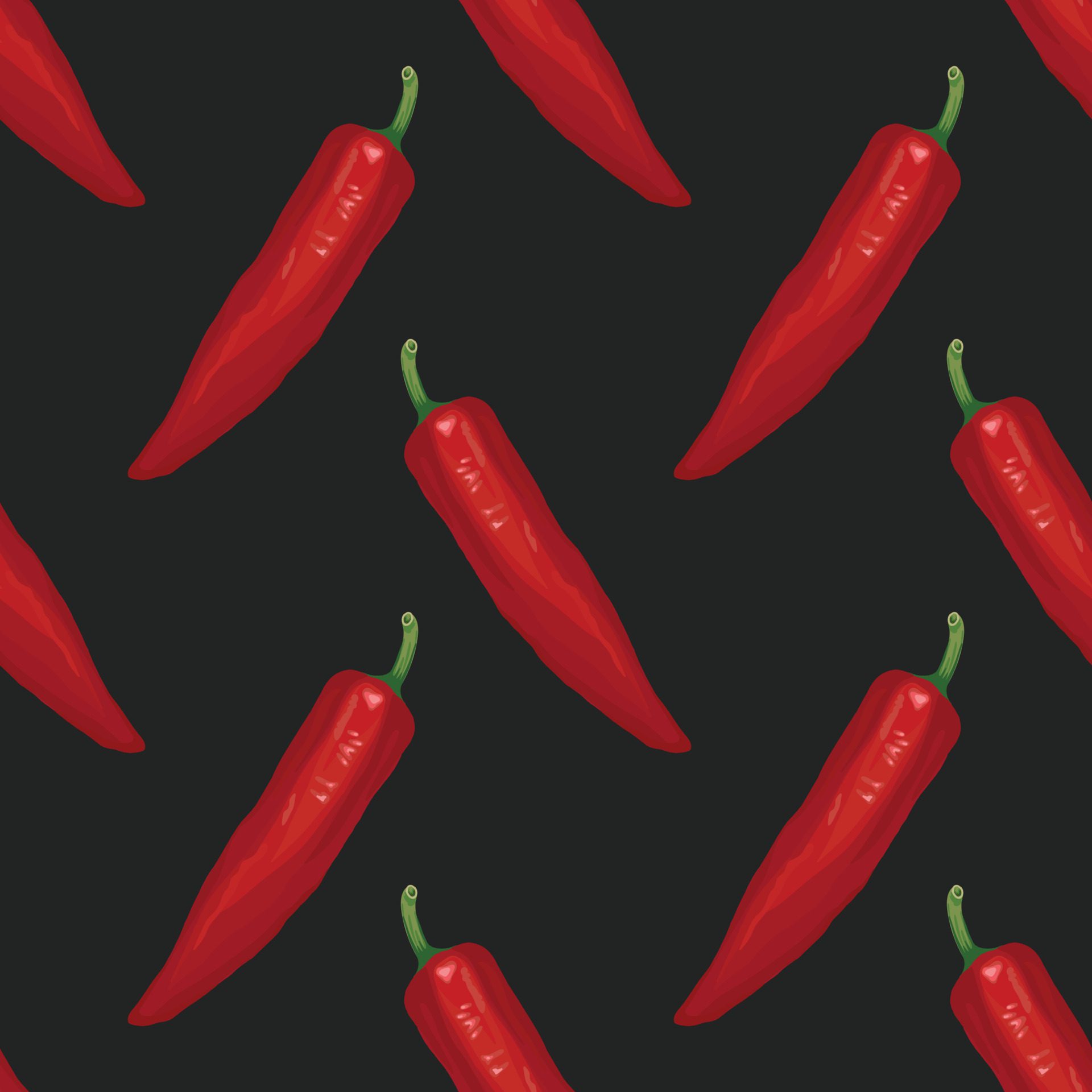 red chili hand draw vegetable seamless pattern design Free Vector