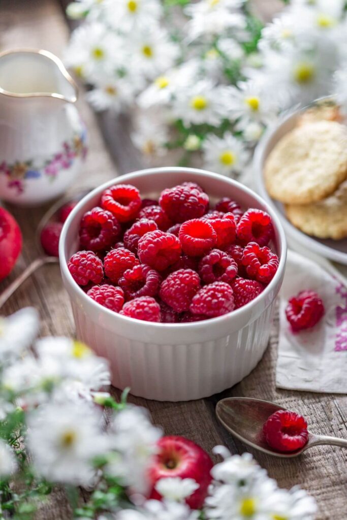 Raspberries in Bowl on Table Stock Free