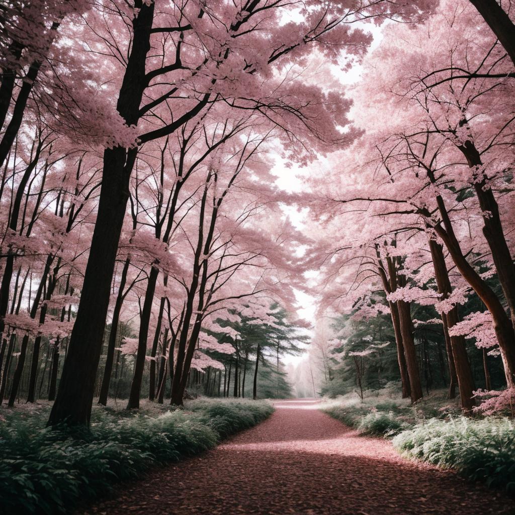 Pale pink forest Nature by @ai_generated