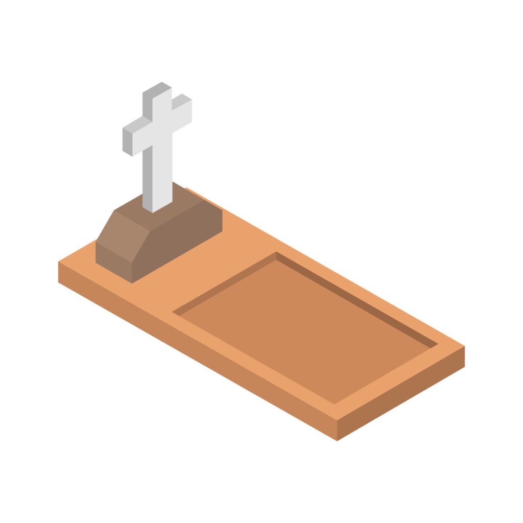 Isometric tombstone on a background Free Vector