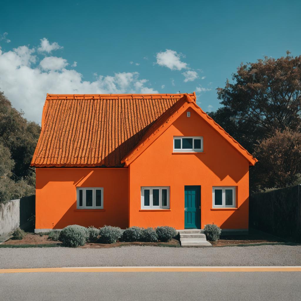 Orange house in the by @ai_generated