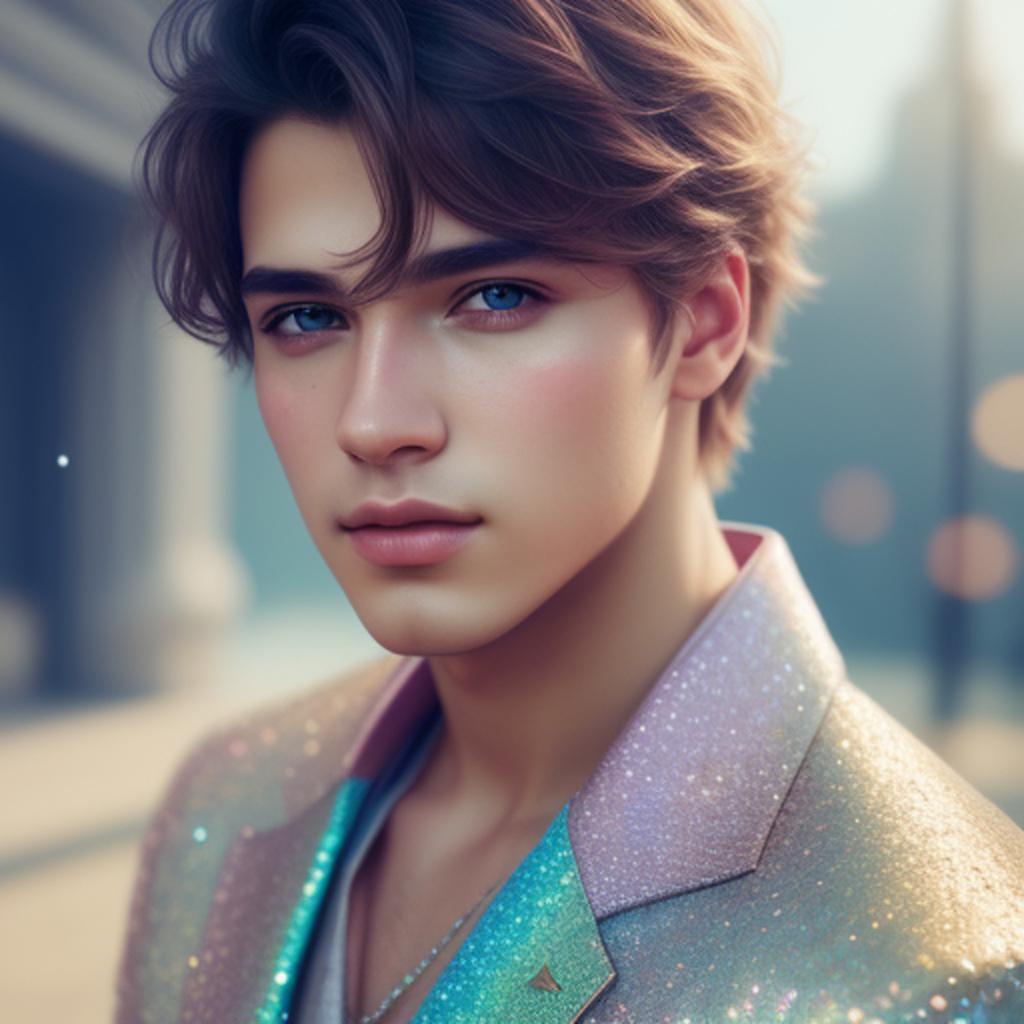 Glittering pastel colours (male) by @ai_generated