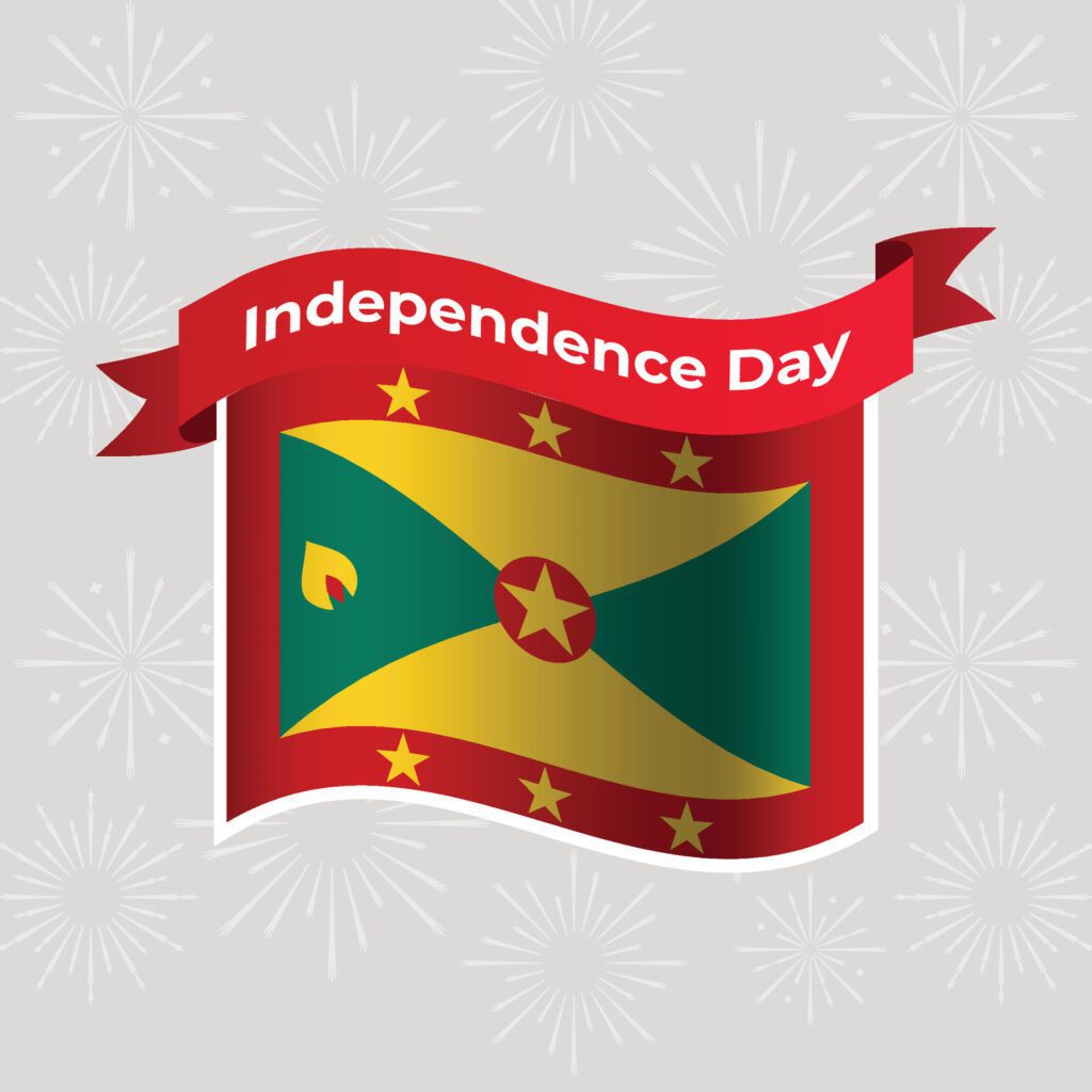 Grenada Wavy Flag Independence Day Banner Background Free Vector