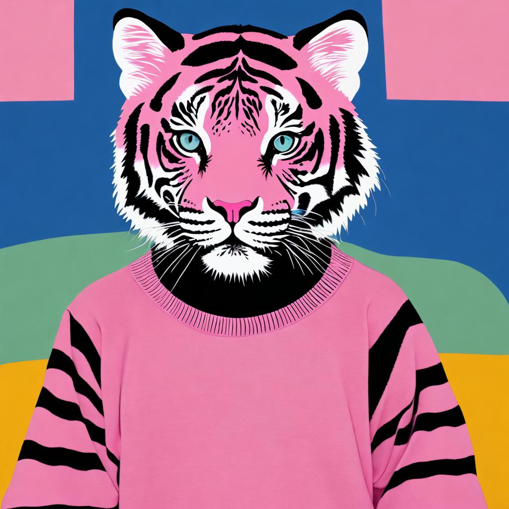 Pink tiger wearing a by @ai_generated