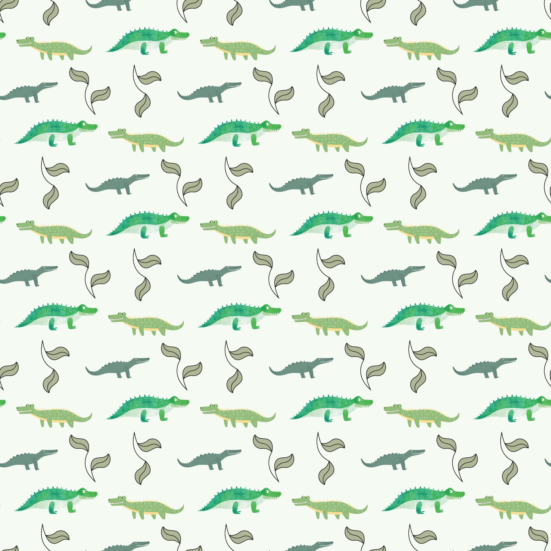 Crocodile Repeat Seamless-Pattern-Design Free Vector