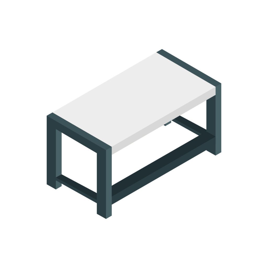 Isometric office desk on a background Free Vector