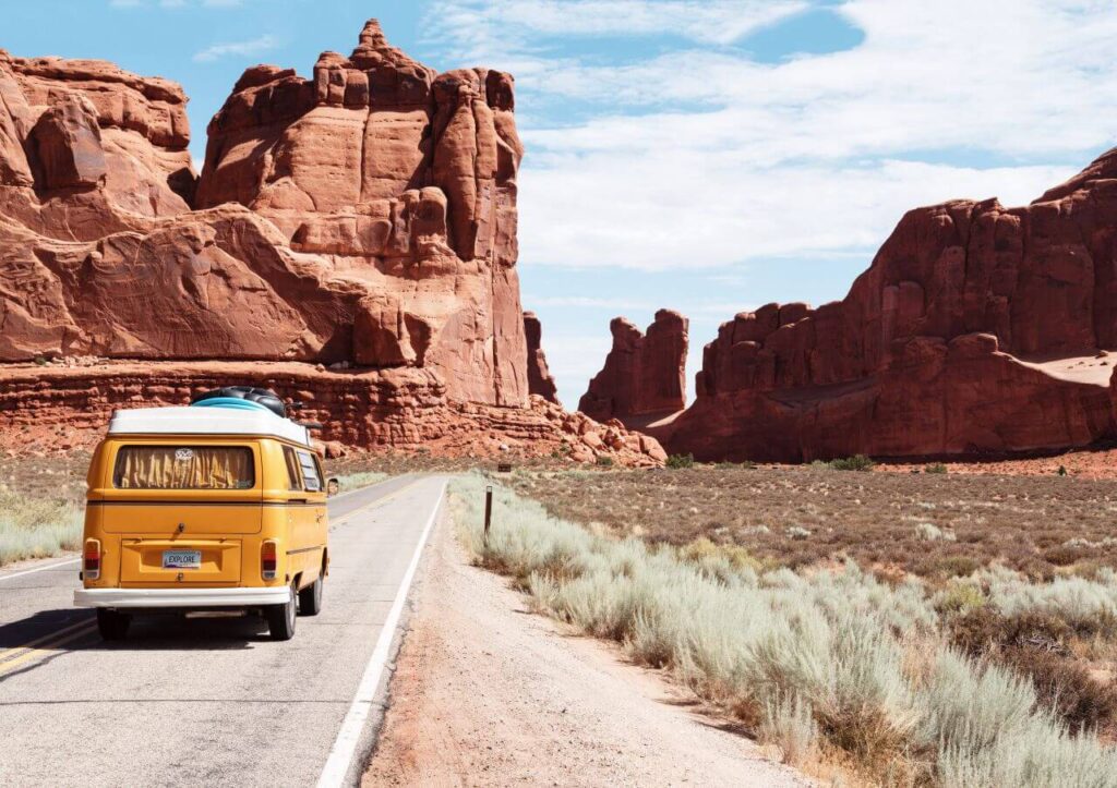 Classic Yellow Volkswagen Van Desert Stock Free