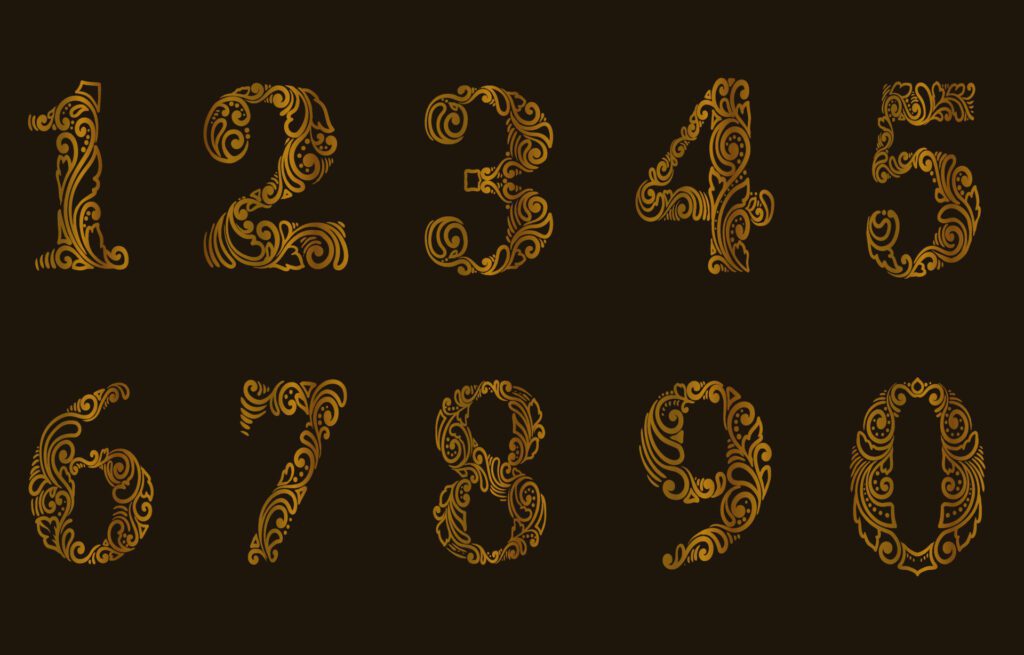 illustration a set of numbers pattern style Free Vector