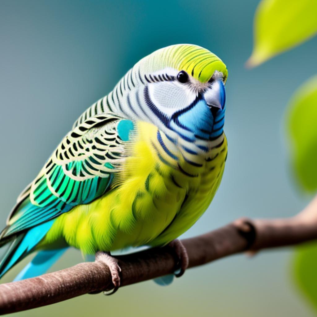 Blue and green budgie by @ai_generated