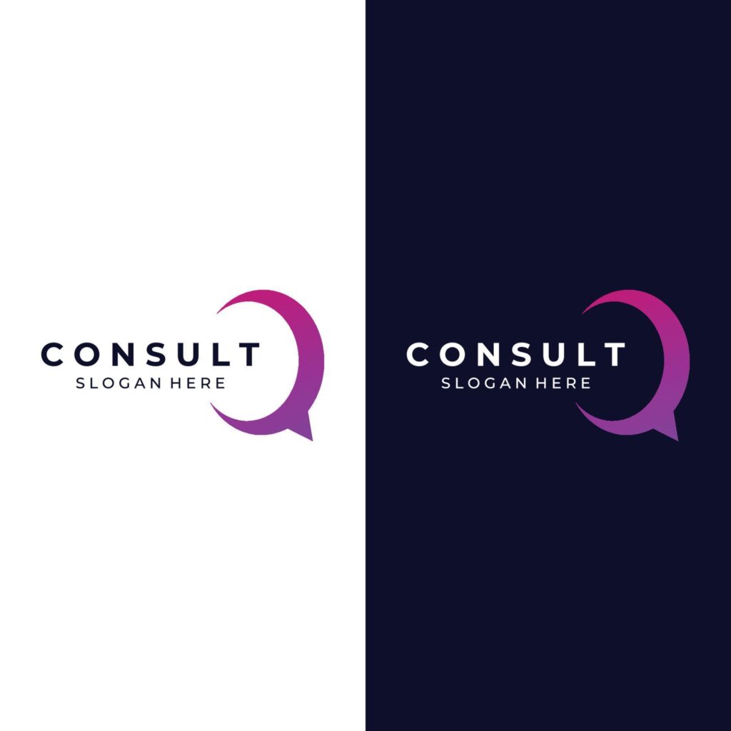 Consultation logo with bubble chat sign, infinity consultation, consultation with people. By using easy and simple illustration editing. Stock Free and Free SVG