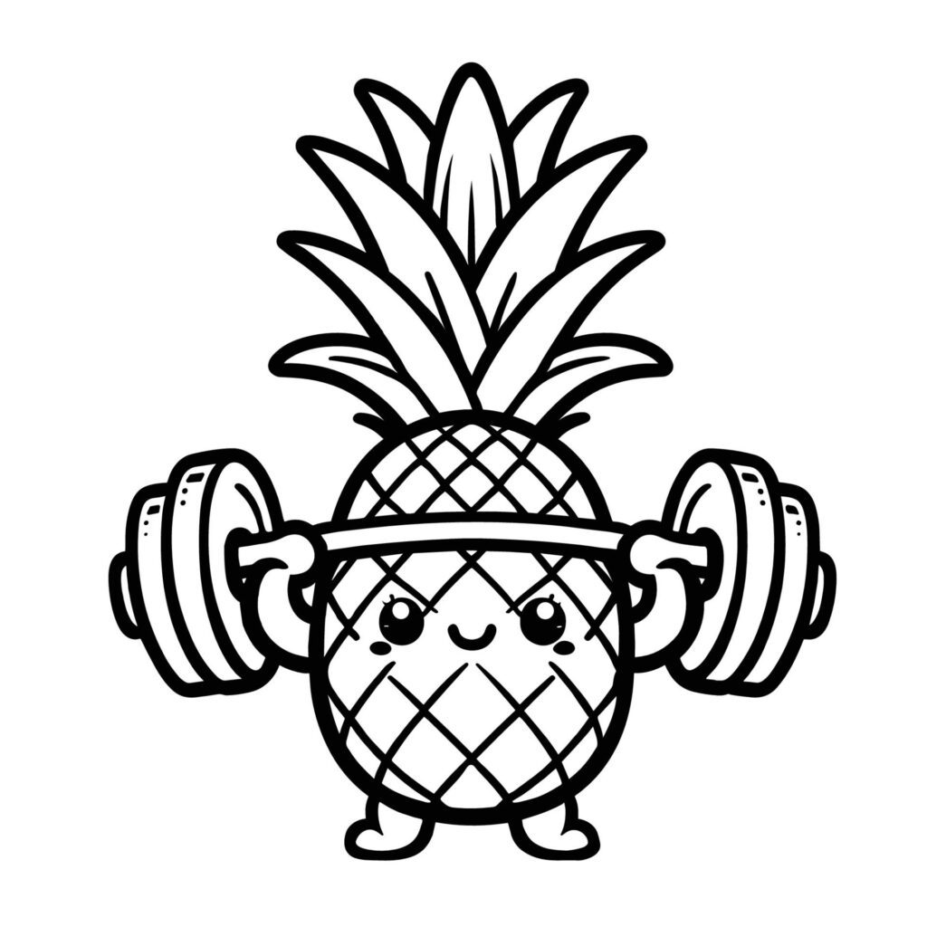 Pineapple Barbell Lifting Clipart Illustration, AI Generative Free Vector Free Vector