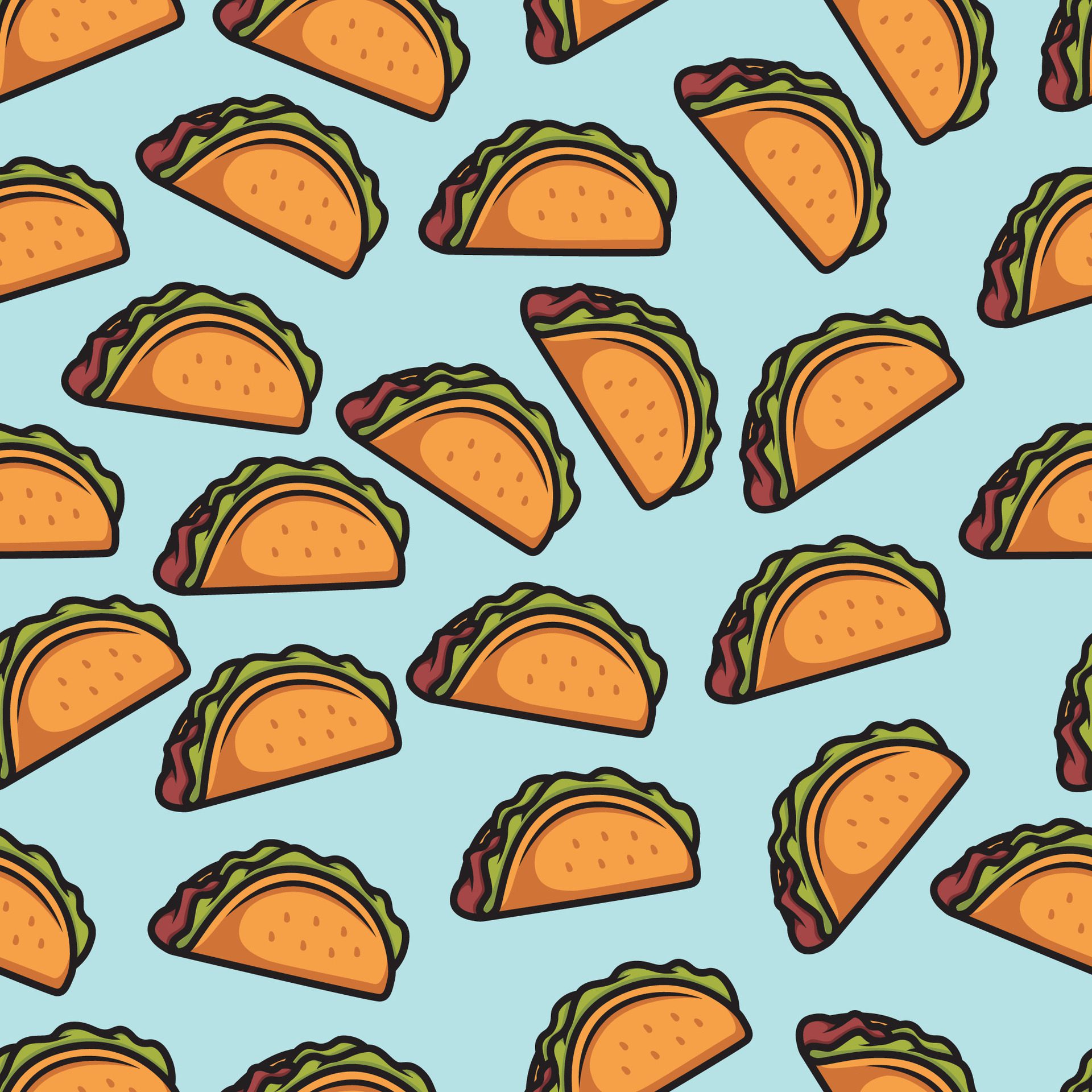 taco seamless pattern hand drawn collection Free Vector