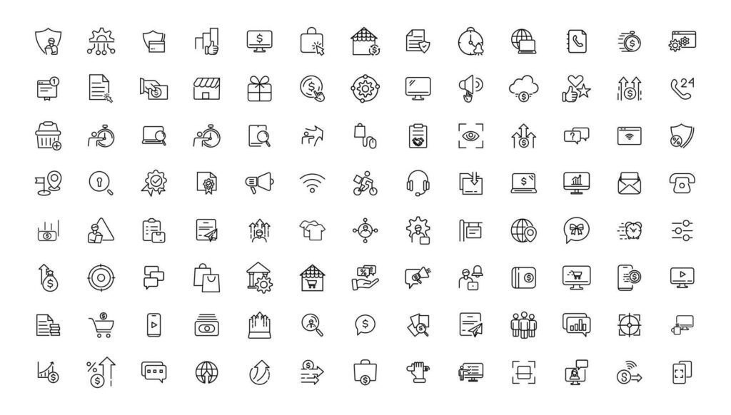 Digital business linear icons collection.Set of thin line web icon set, simple outline icons collection, Pixel Perfect icons, Stock Free