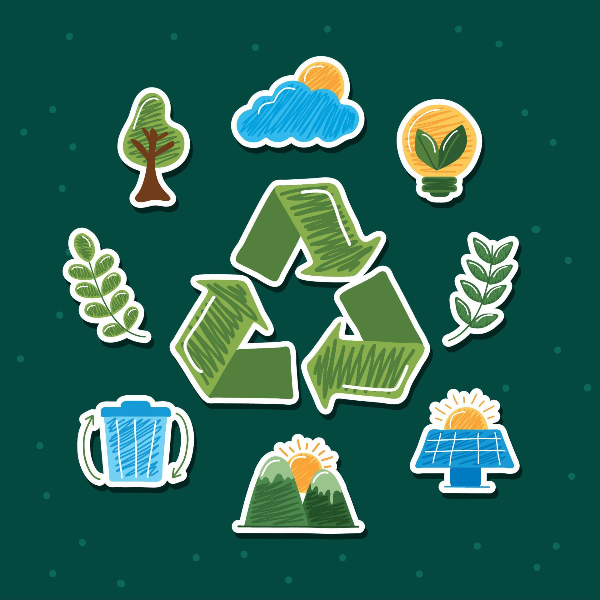 recycle arrows and icons Stock Free