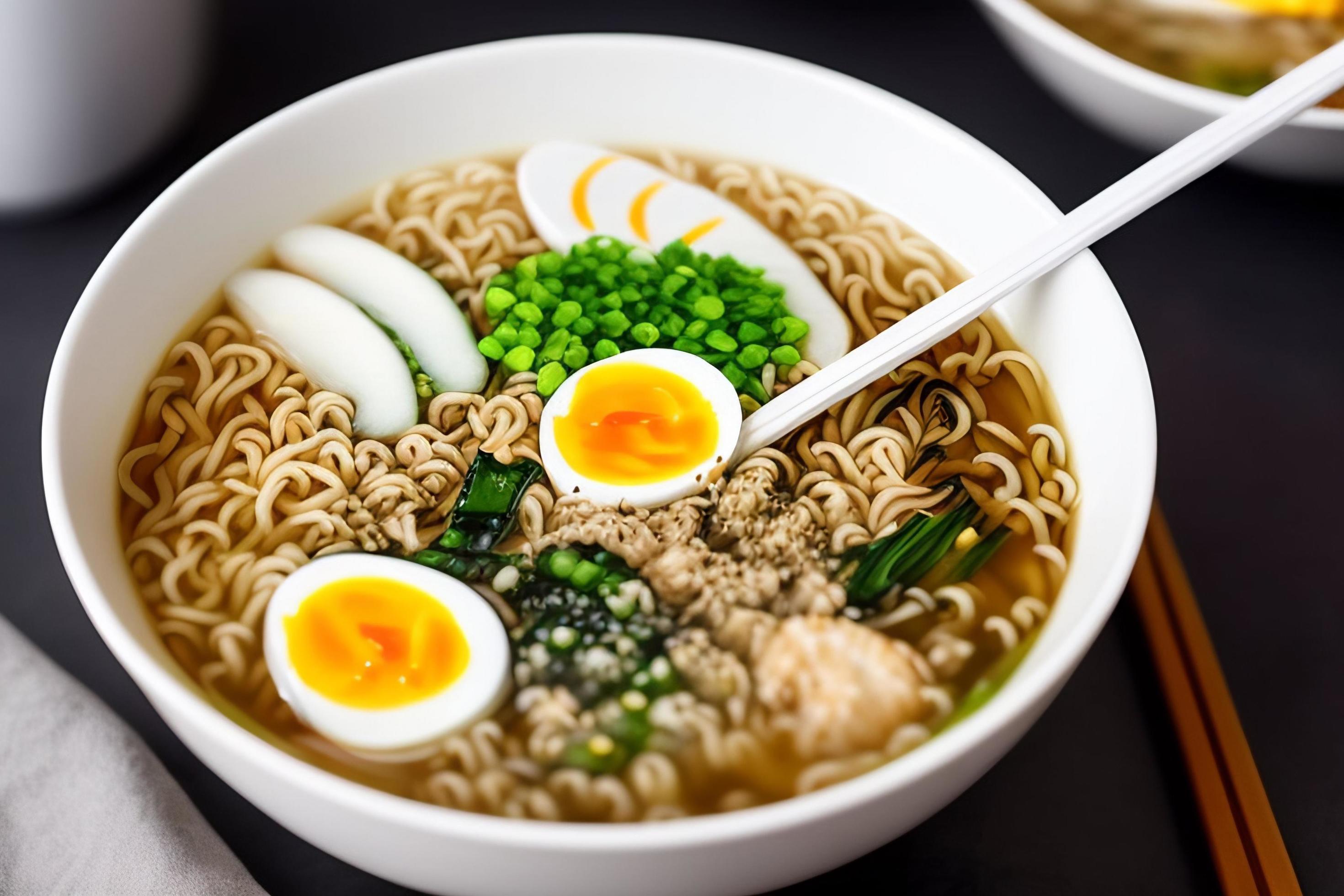 Delicious noodles. Fast food meal with appetizing pasta and chopsticks. Stock Free