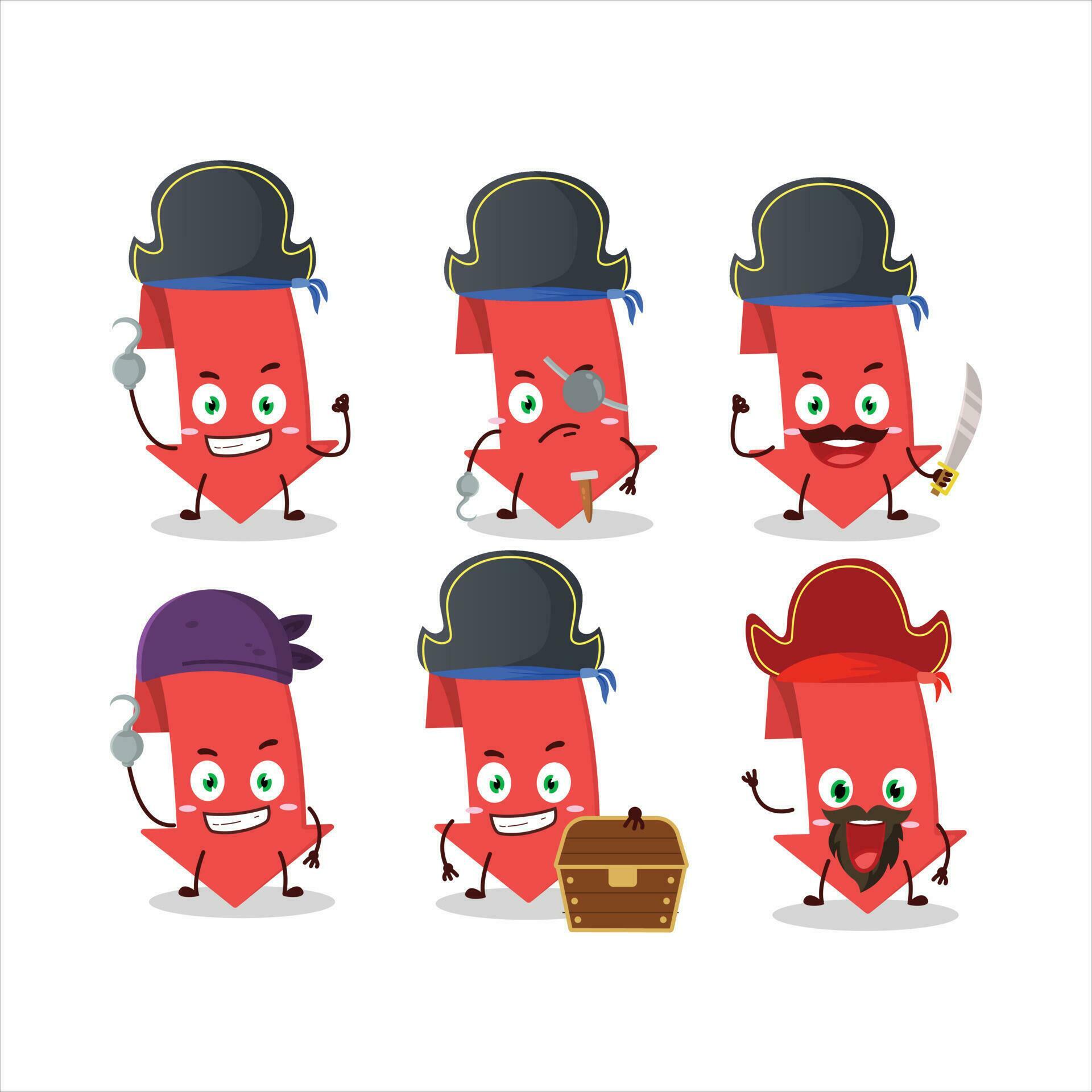 Cartoon character of arrow down with various pirates emoticons Stock Free and Free SVG