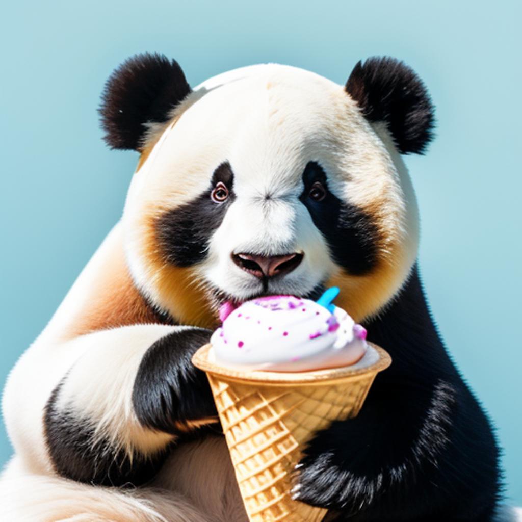 Oso panda comiendo helado by @ai_generated