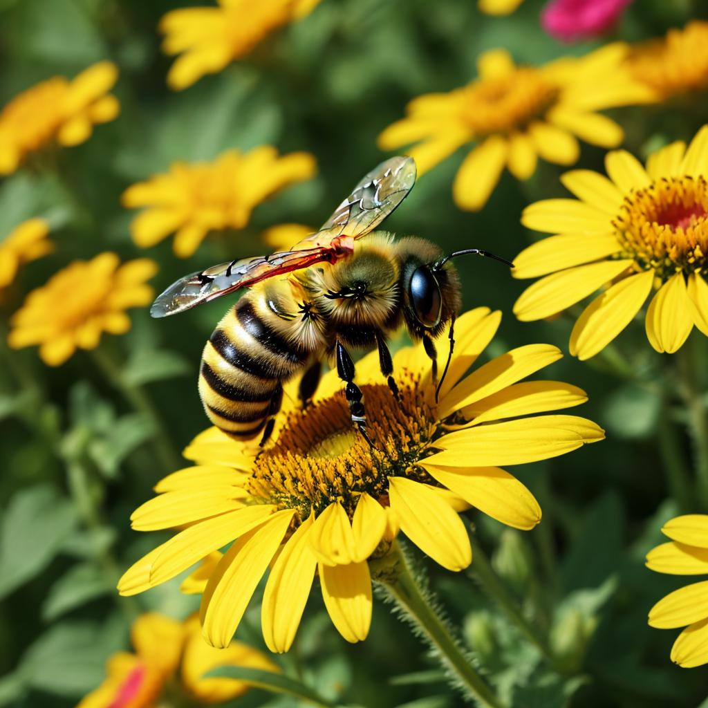 Bee on flower by by @ai_generated