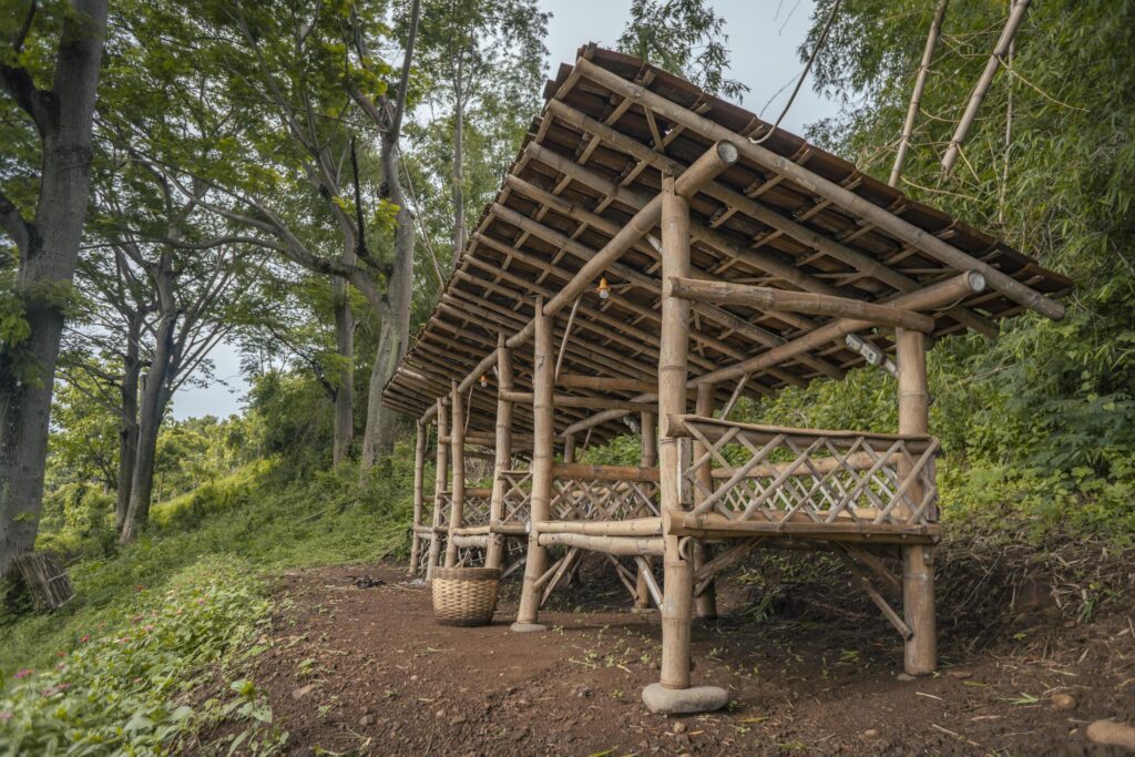 The traditional garden hut on the down hill area of East Java. Stock Free