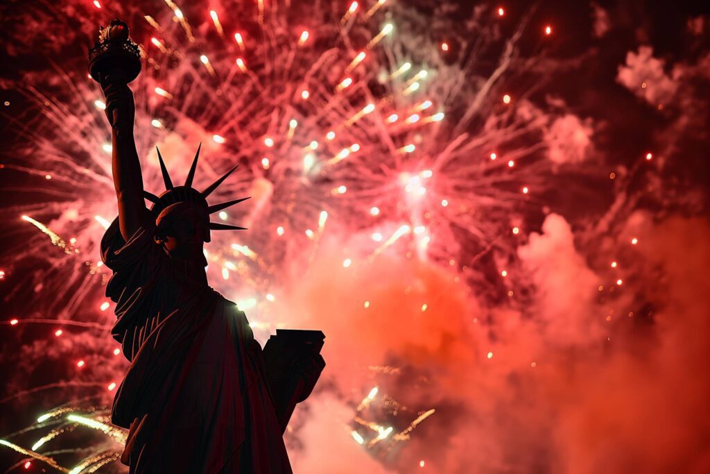 4th of July Stock Free Fireworks Statue of Liberty