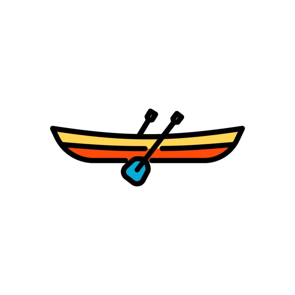 kayak, colored line icon, isolated background Stock Free