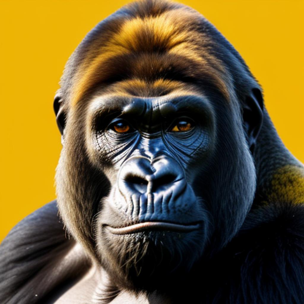 Gorilla con sfondo giallo by @ai_generated