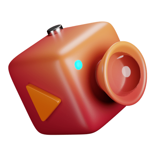 Video camera, record, camcorder 3D illustration