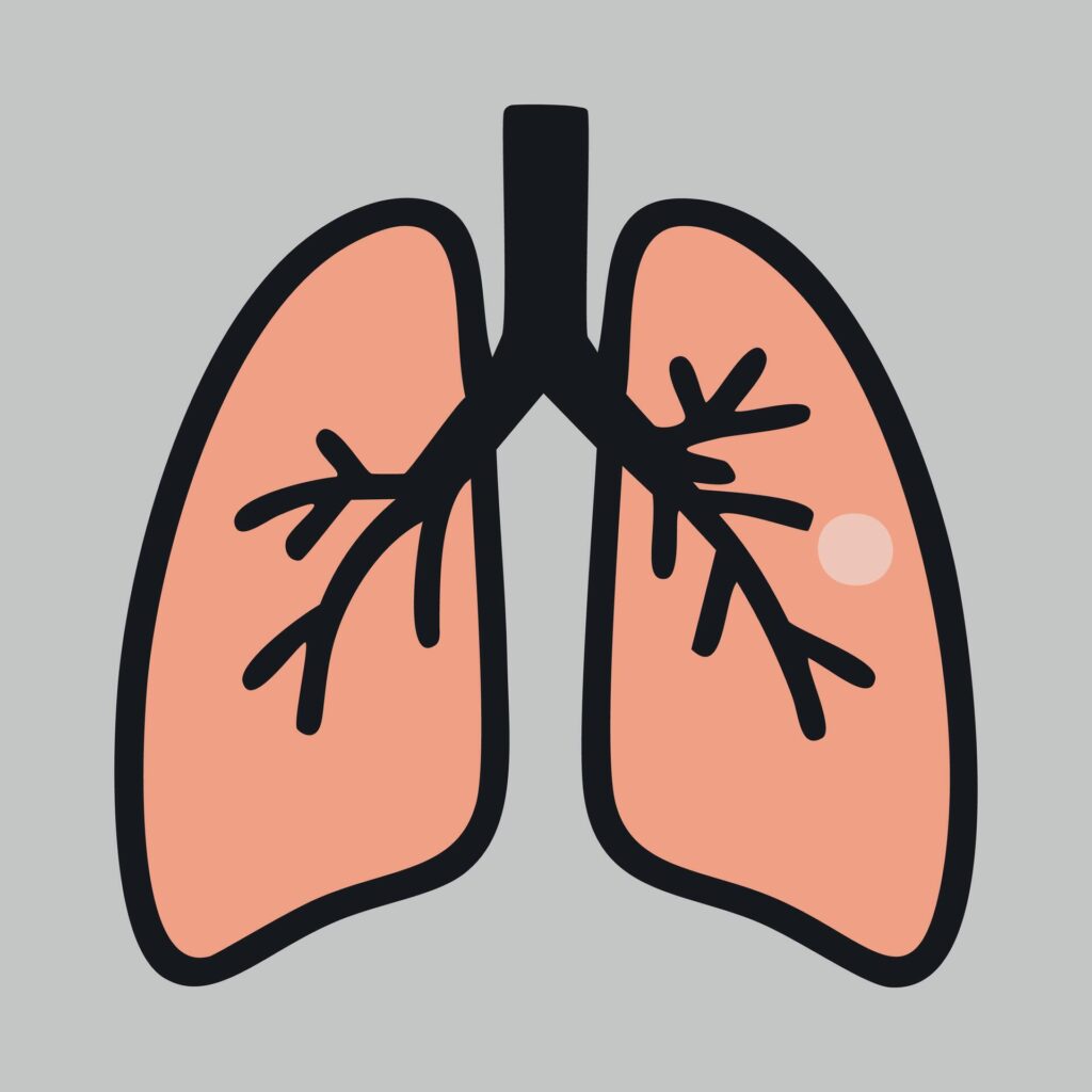 Black and red lungs icon in flat style. illustration of pulmonary human lung on gray background. Stock Free