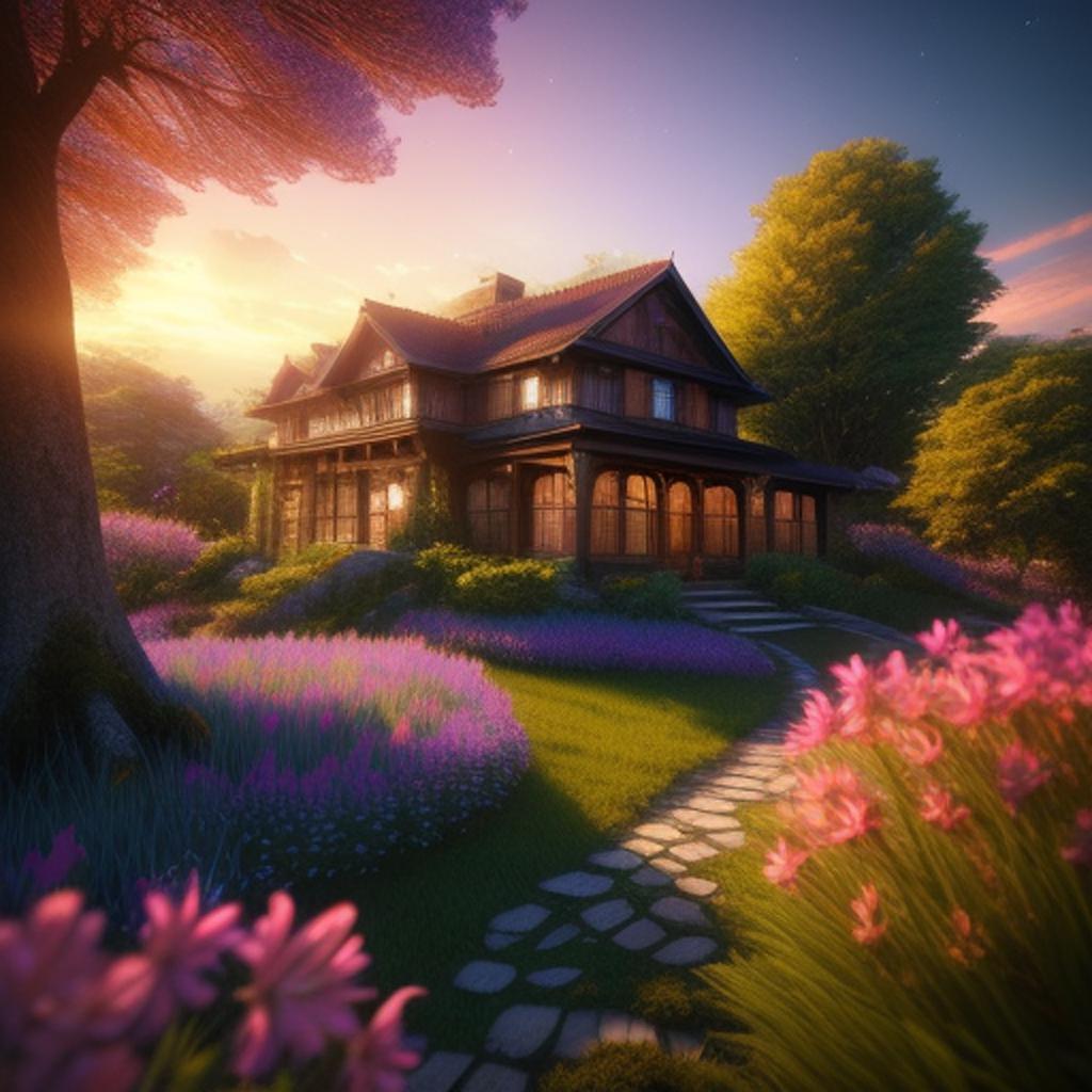 Summer villa background nature by @ai_generated