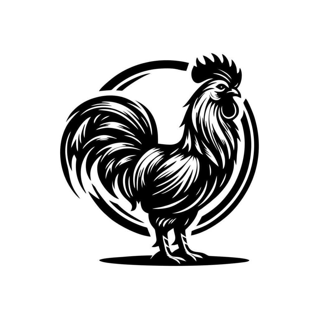 rooster logo. rooster logo design. Black rooster design Stock Free