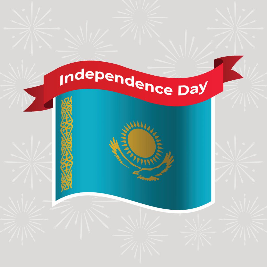 Kazakhstan Wavy Flag Independence Day Banner Background Free Vector