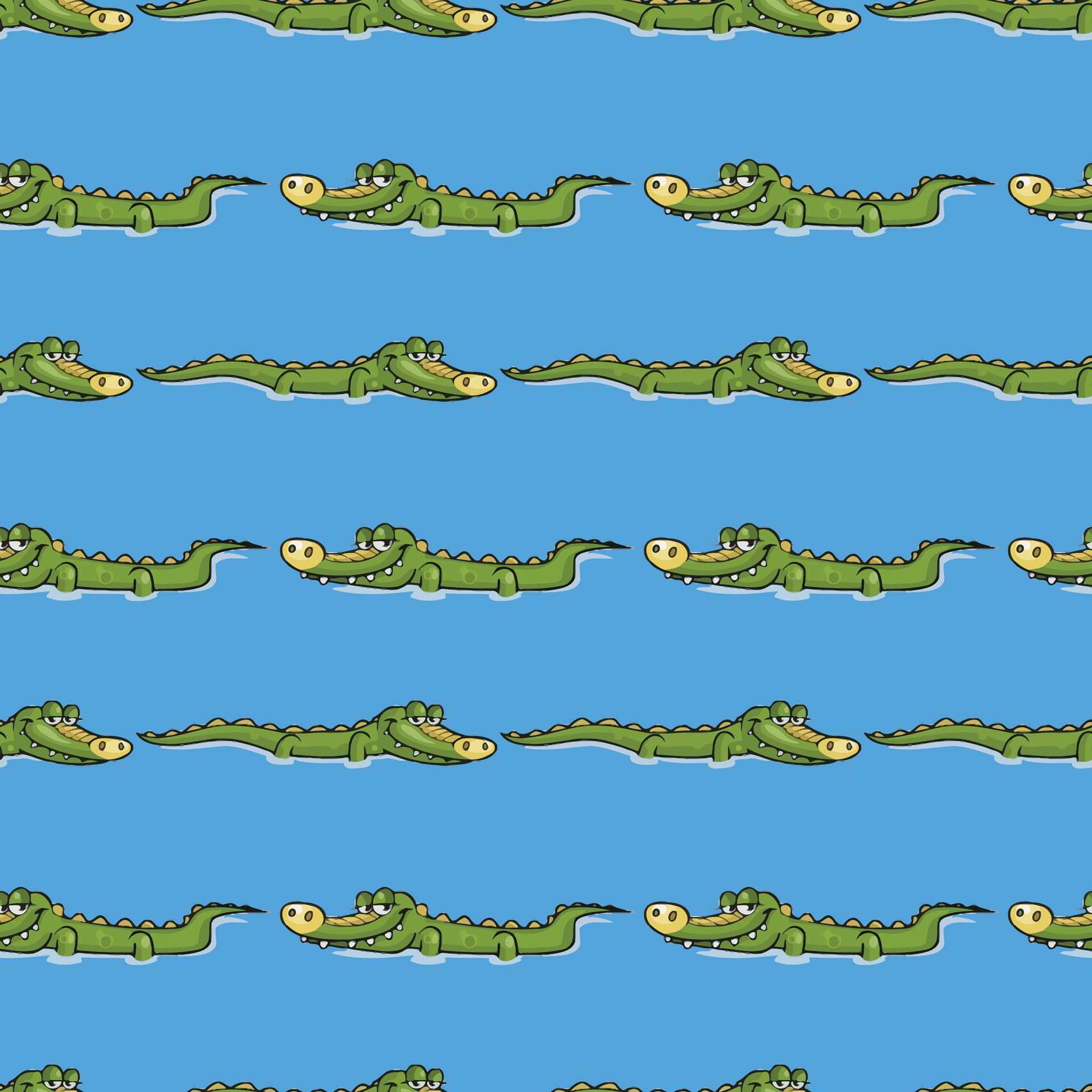 Crocodile Lake Seamless Pattern Design Free Vector