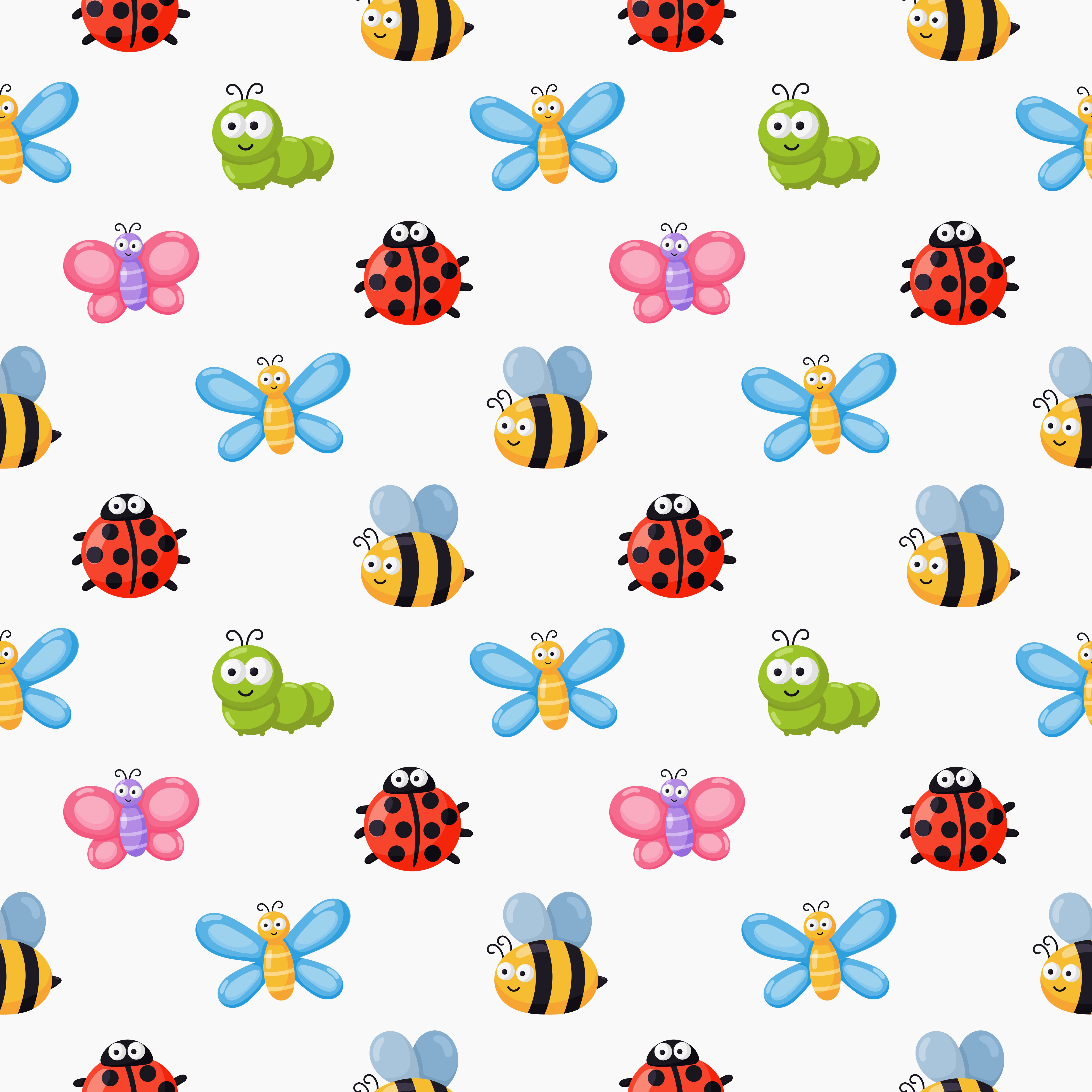 Seamless pattern funny bugs Free Vector