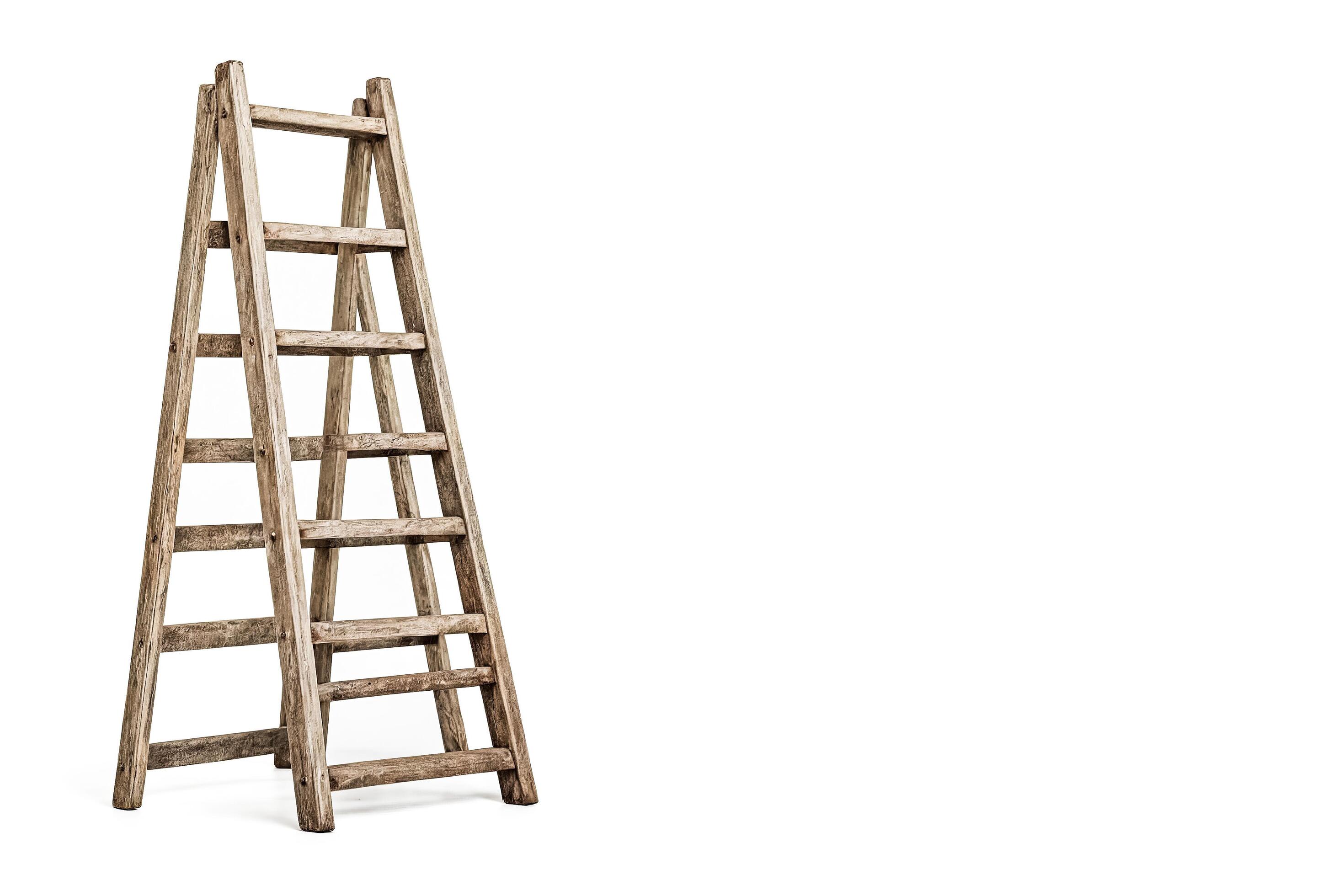 Wooden ladder isolated on white background Stock Free