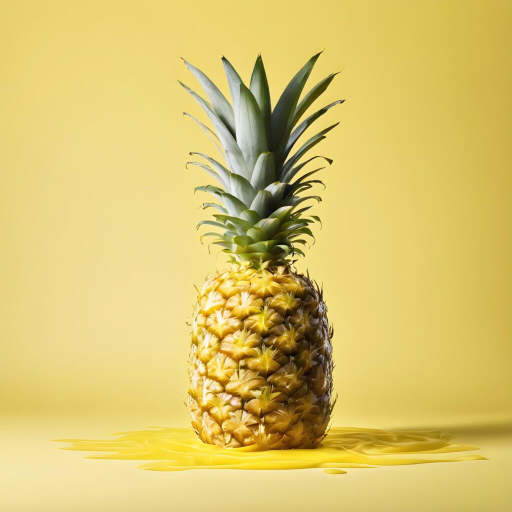 Fresh pineapple on yellow background. AI-Generated Free Photo