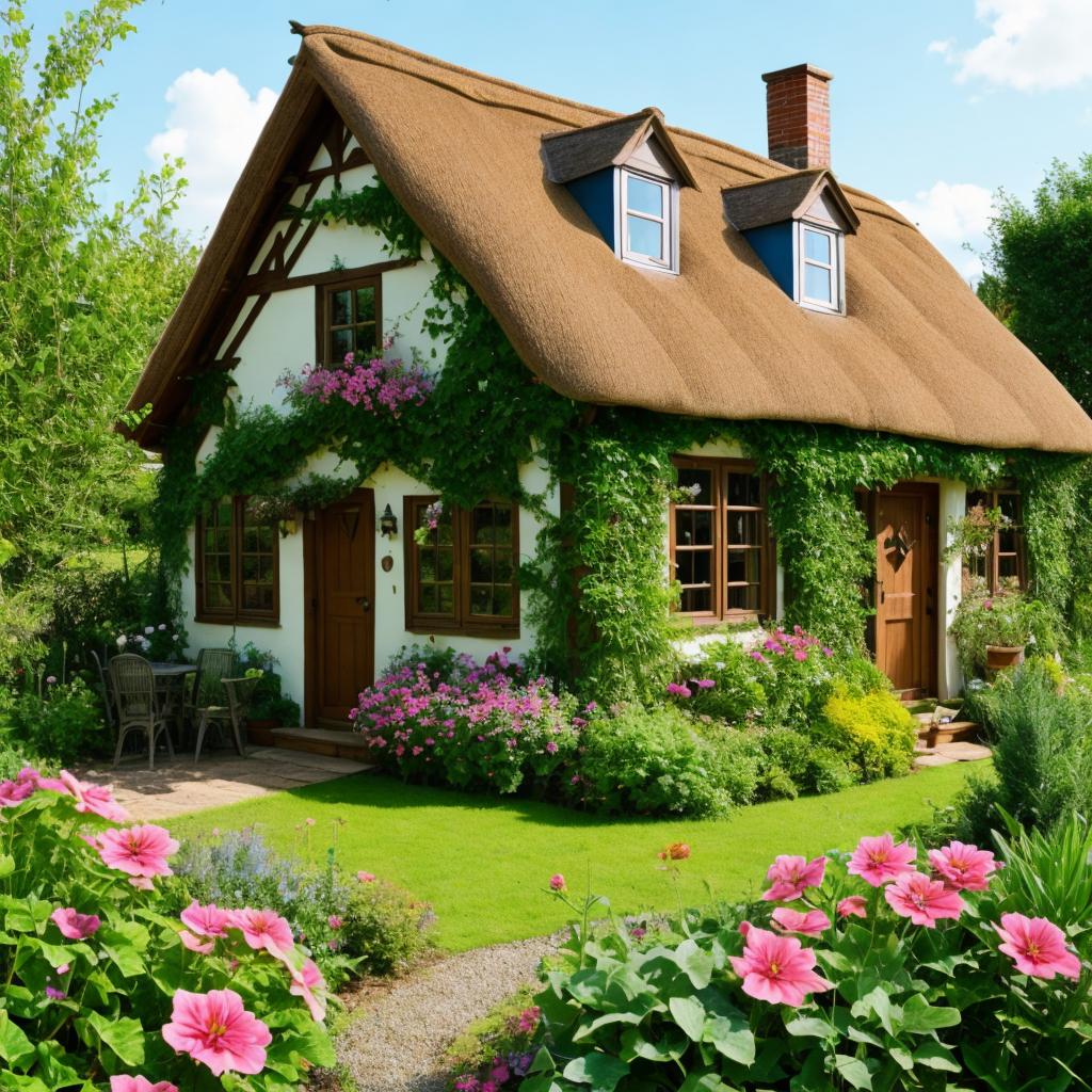 Country cottage with plants by @ai_generated