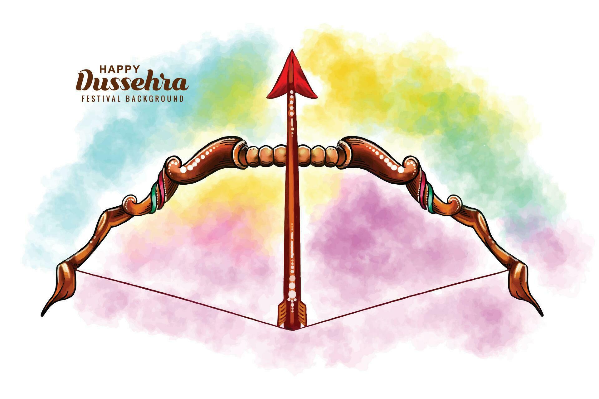 Happy dussehra bow and arrow festival greeting card background Stock Free